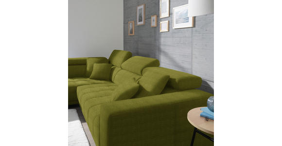 ECKSOFA in Mikrofaser Hellgrün  - Chromfarben/Hellgrün, Design, Textil/Metall (207/301cm) - Xora