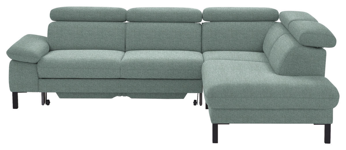 ECKSOFA in Flachgewebe Mintgrün  - Schwarz/Mintgrün, Design, Holzwerkstoff/Textil (272/217cm) - Pure Home Comfort