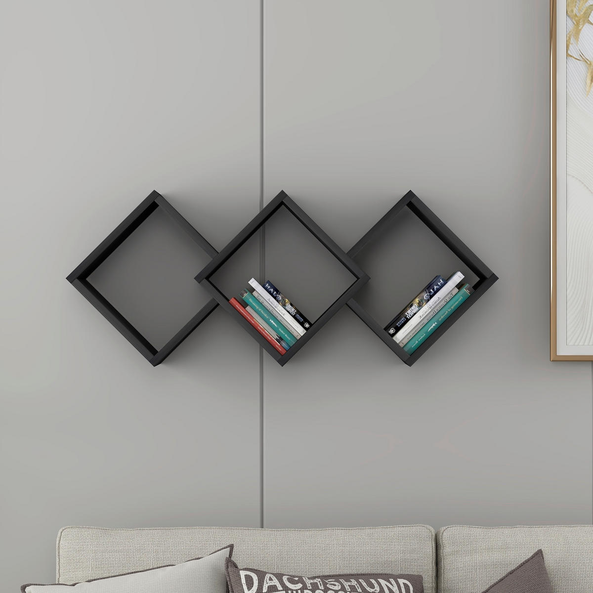 WANDREGAL Schwarz  - Schwarz, Design, Holzwerkstoff (102/42/20cm) - Livetastic