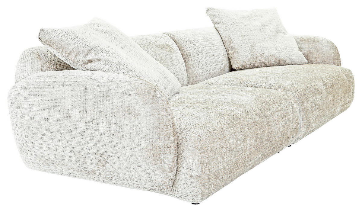 BIGSOFA Chenille Creme  - Creme/Schwarz, MODERN, Kunststoff/Textil (270/112/125cm) - Carryhome