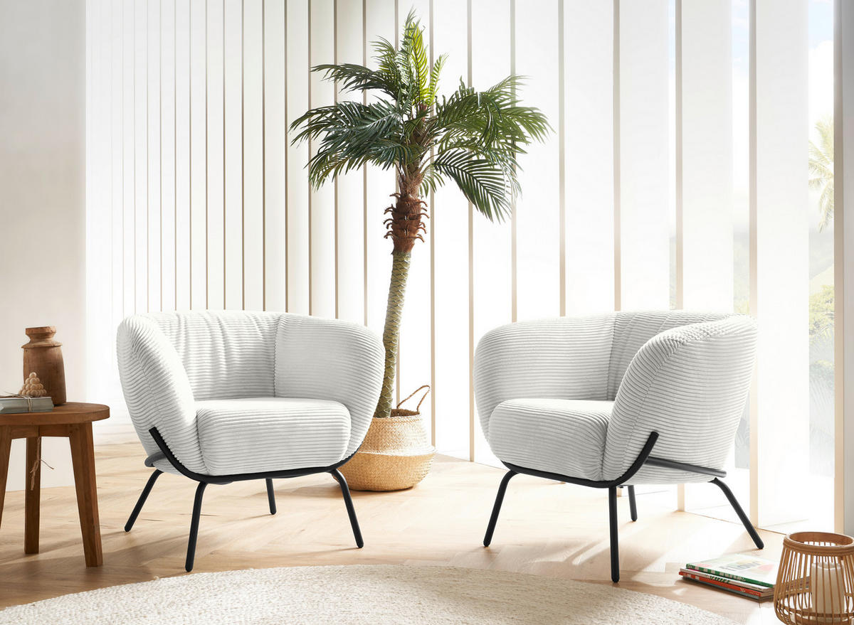 COCKTAILSESSEL Cord Weiss  - Weiss, Design, Textil (79/71/74cm) - Lomoco