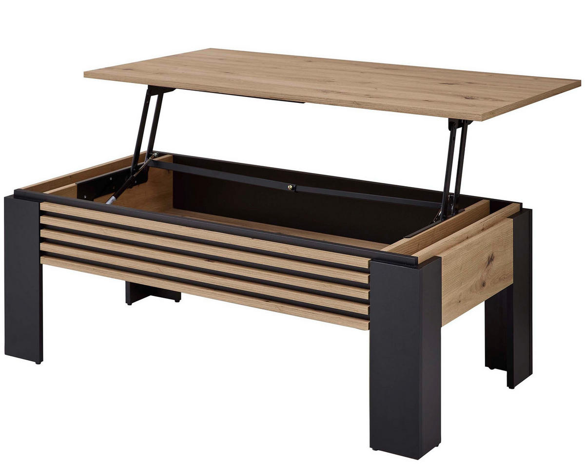 COUCHTISCH 60/110/43-65 cm rechteckig Schwarz, Eiche Artisan  - Schwarz/Eiche Artisan, Design, Holzwerkstoff (60/110/43-65cm) - MID.YOU