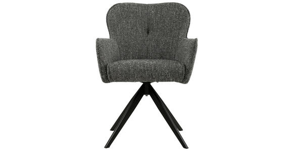 ARMLEHNSTUHL in Eisen Webstoff - Schwarz/Grau, Design, Textil/Metall (62/88/65cm) - Novel