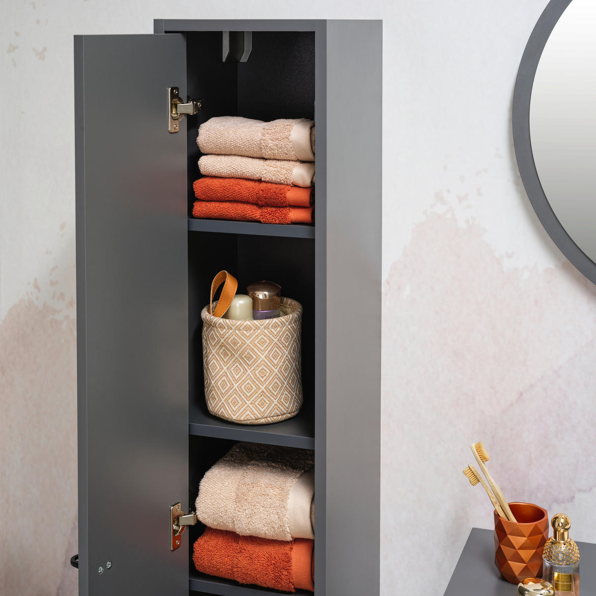 MIDISCHRANK 25/139,7/30 cm  - Anthrazit/Schwarz, KONVENTIONELL, Holzwerkstoff/Metall (25/139,7/30cm) - Stylife