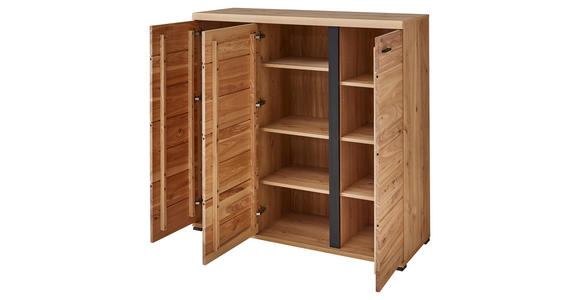 HIGHBOARD  in 124/120/42 cm  - Eschefarben/Schwarz, Design, Holz/Holzwerkstoff (124/120/42cm) - Linea Natura