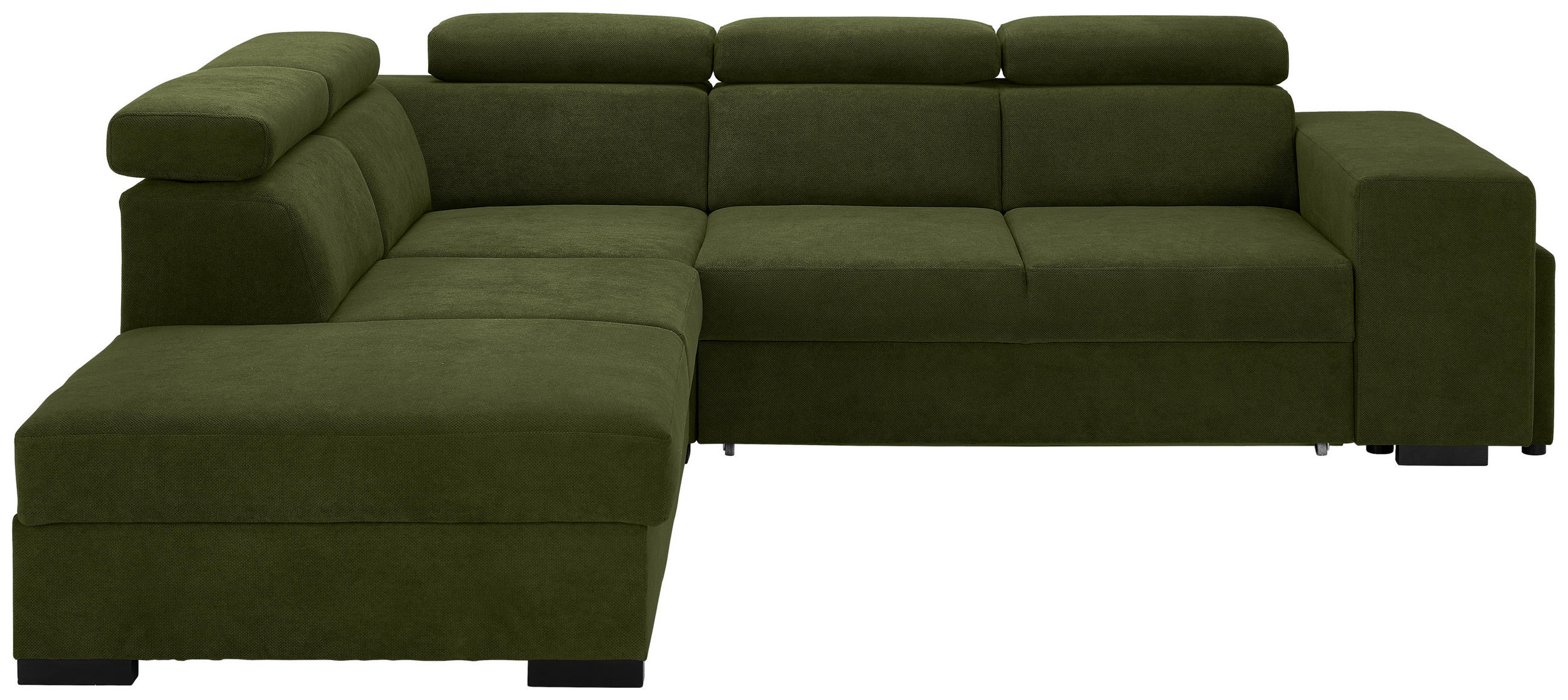 ECKSOFA Dunkelgrün Webstoff  - Dunkelgrün/Schwarz, KONVENTIONELL, Holz/Textil (244/283cm) - Carryhome