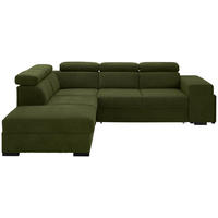ECKSOFA Dunkelgrün Webstoff  - Dunkelgrün/Schwarz, KONVENTIONELL, Holz/Textil (244/283cm) - Carryhome