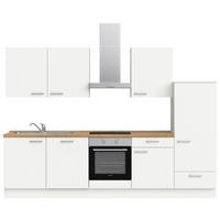 KÜCHENLEERBLOCK 300 cm   in Weiß, Eichefarben  - Edelstahlfarben/Eichefarben, MODERN, Holzwerkstoff/Metall (300cm) - Nobilia
