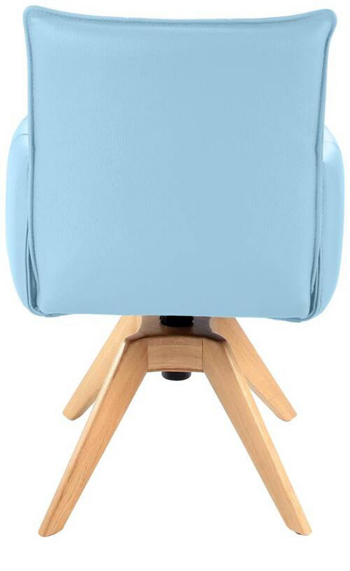 ARMLEHNSTUHL  in Echtleder pigmentiert  - Eichefarben/Hellblau, Design, Leder/Holz (86/57/65cm) - Valnatura