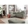ECKSOFA in Mikrofaser Grau, Grün  - Chromfarben/Beige, Design, Textil/Metall (200/229cm) - Pure Home Lifestyle