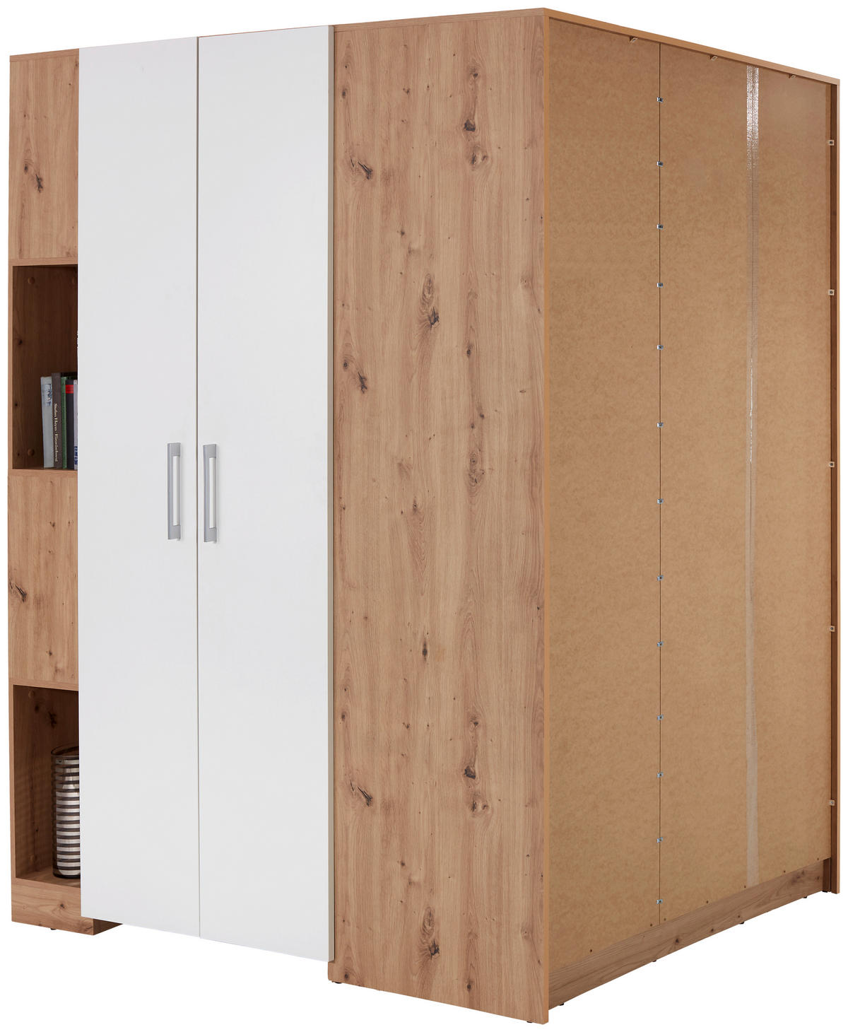 ECKSCHRANK 120/205/150 cm Weiß, Eiche Artisan  - Alufarben/Weiß, MODERN, Holzwerkstoff (120/205/150cm) - Ondega