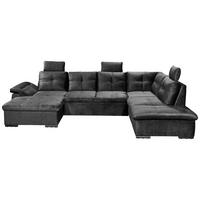 WOHNLANDSCHAFT in Mikrovelours Schwarz  - Schwarz, Konventionell, Kunststoff/Textil (127/334/217cm) - Carryhome