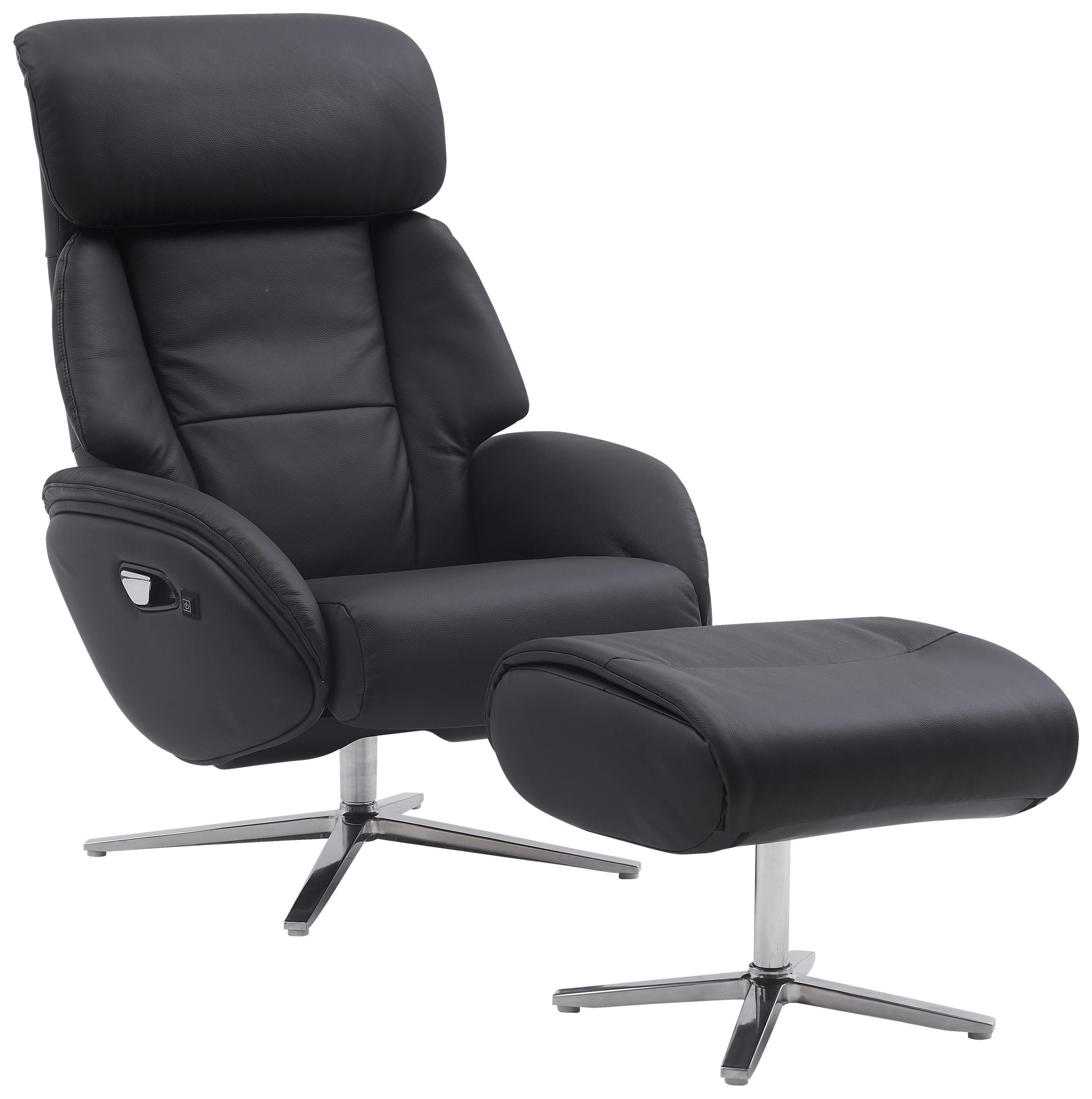 MASSAGESESSEL-SET Echtleder Lederlook Schwarz    - Silberfarben/Schwarz, Design, Leder/Textil (76/107/82cm) - Livetastic