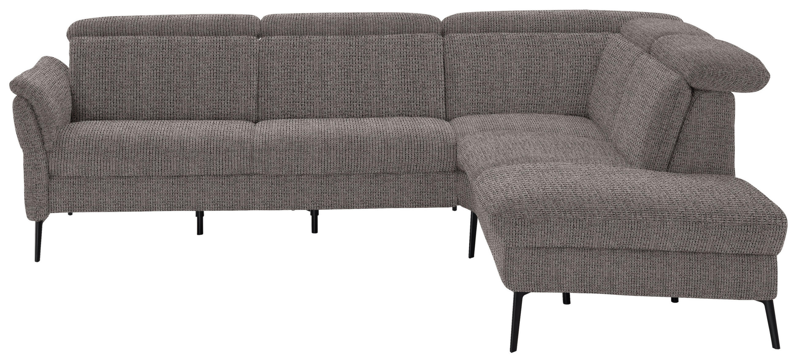 ECKSOFA in Struktur Dunkelgrau  - Dunkelgrau/Schwarz, Modern, Textil/Metall (275/235cm) - Cantus