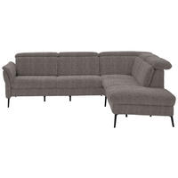 ECKSOFA in Struktur Dunkelgrau  - Dunkelgrau/Schwarz, Modern, Textil/Metall (275/235cm) - Cantus