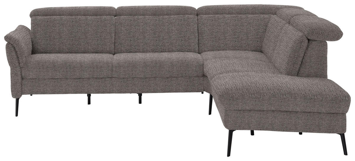 ECKSOFA in Struktur Dunkelgrau  - Dunkelgrau/Schwarz, Modern, Textil/Metall (275/235cm) - Cantus