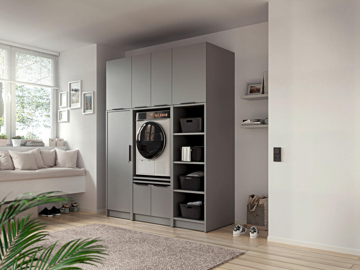 AUFSATZSCHRANK 70/70/68 cm   - Schwarz/Grau, Basics, Holzwerkstoff/Metall (70/70/68cm) - MID.YOU