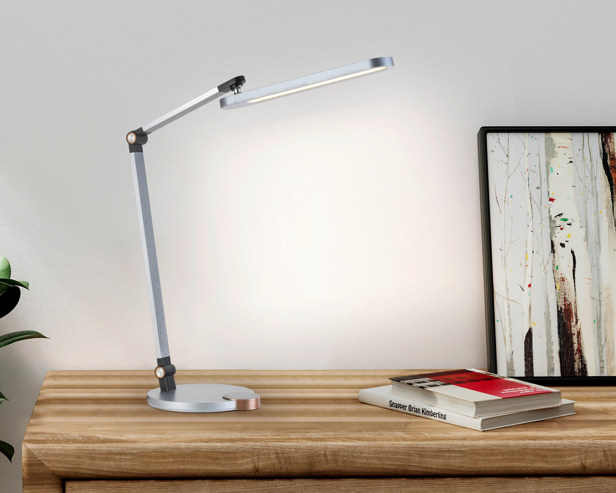 LED LAMPA NA PSACÍ STŮL, dotykový stmívač, 76 cm - měděné barvy/černá, Basics, kov/plast (76cm) - Novel