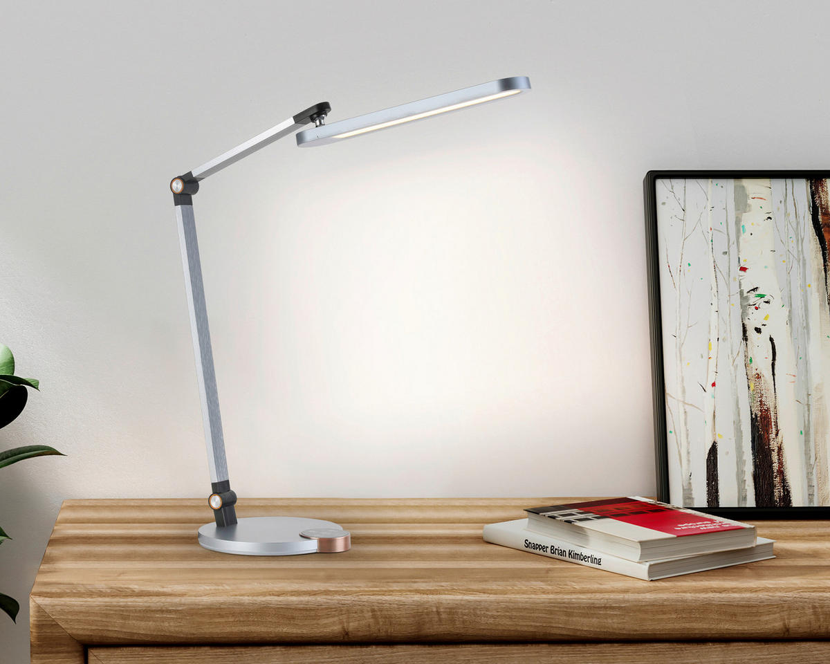 LED ÍRÓASZTALI LÁMPA - krómszínű/fekete, Basics, műanyag/fém (76cm) - Novel
