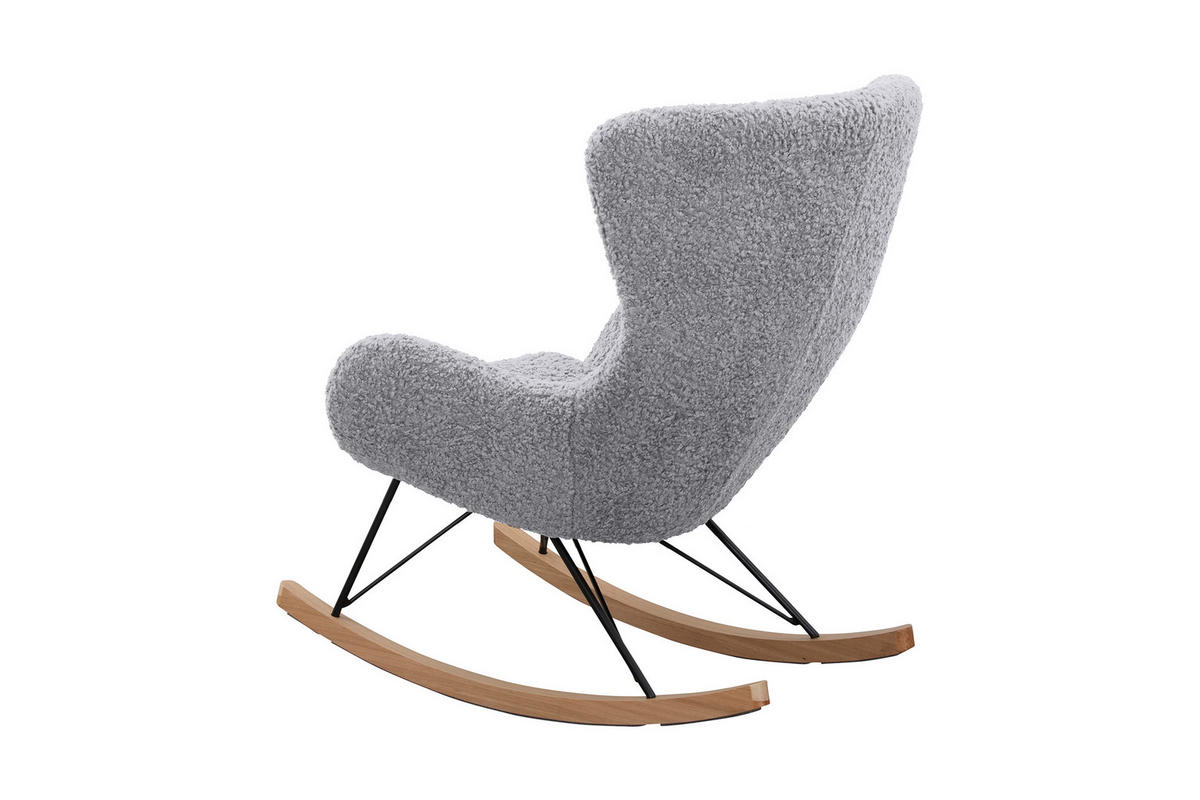 SCHAUKELSTUHL in Teddystoff Hellgrau  - Eichefarben/Hellgrau, MODERN, Holz/Textil (75/106/102cm) - Livetastic