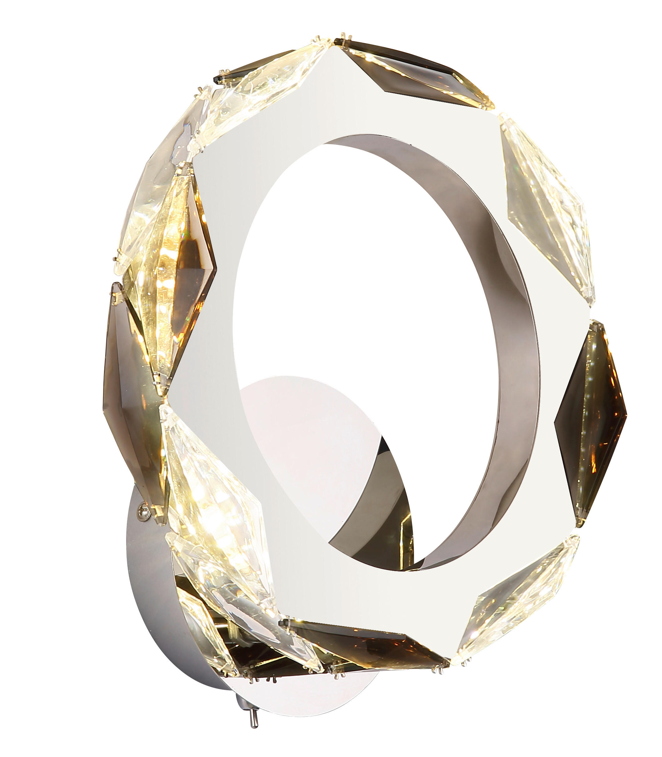 LED-WANDLEUCHTE - Klar/Chromfarben, Design, Glas/Metall (24/25,5/10cm) - Globo
