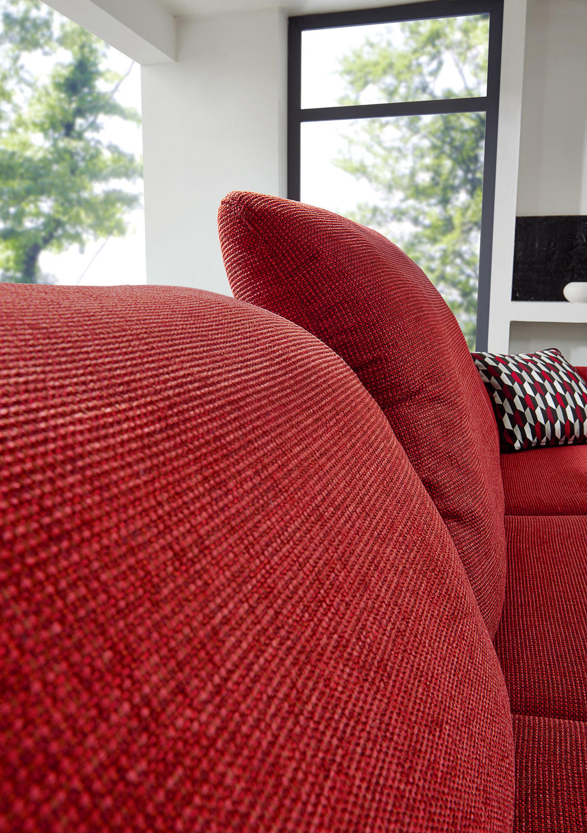 ECKSOFA in Chenille Rot  - Silberfarben/Rot, Design, Textil/Metall (200/315cm) - Chilliano