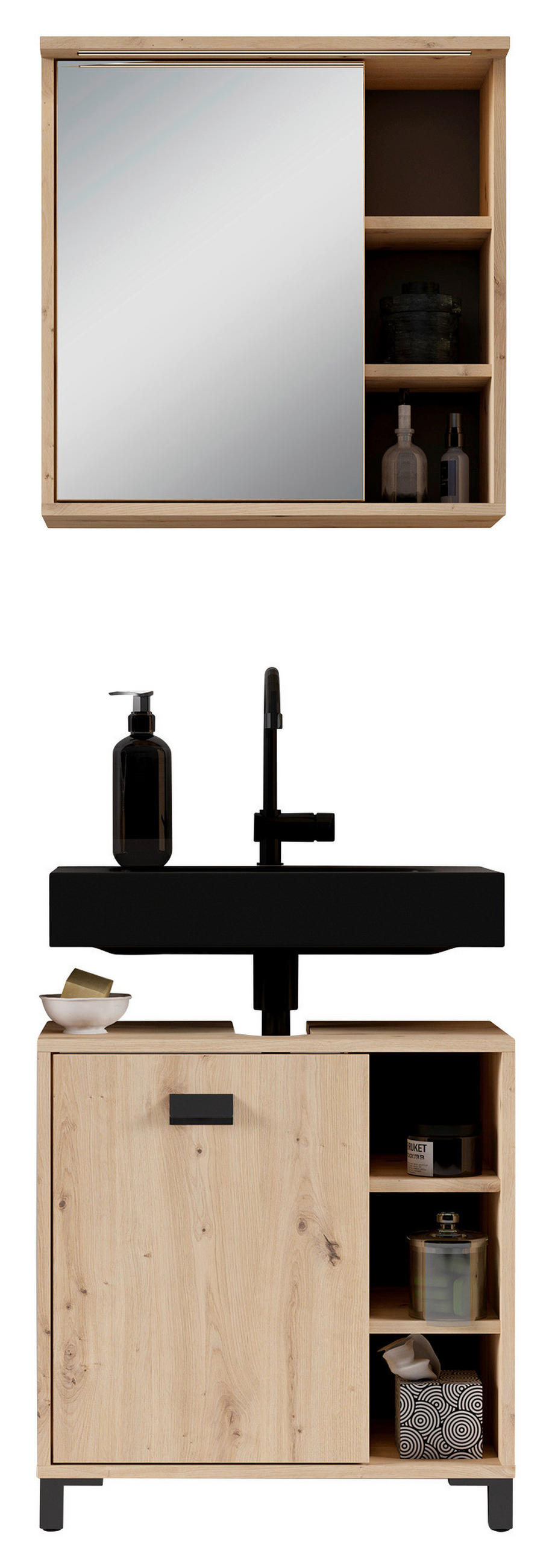 BADEZIMMER  in 60 cm  - Schwarz/Eiche Artisan, MODERN, Holzwerkstoff/Kunststoff (60cm) - MID.YOU