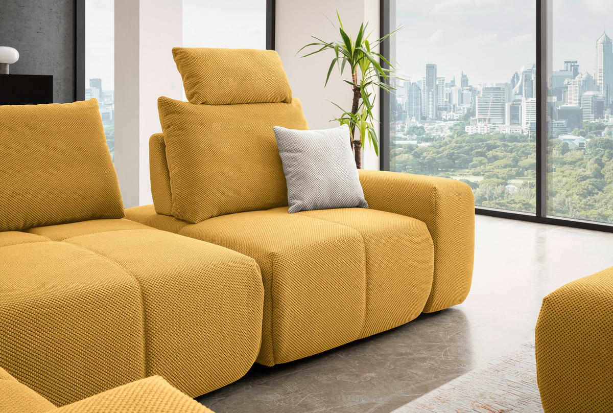 ECKSOFA in Velours Terracotta  236/326 cm  - Terracotta/Schwarz, Design, Kunststoff/Textil (236/326cm) - Xora