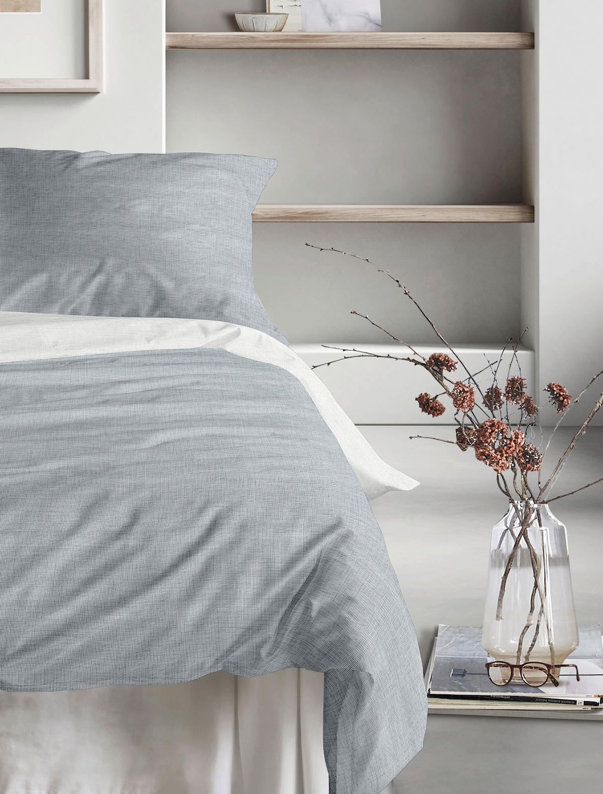 WENDEBETTWÄSCHE Makosatin 140/200 cm  - Blau, KONVENTIONELL, Textil (140/200cm) - Irisette