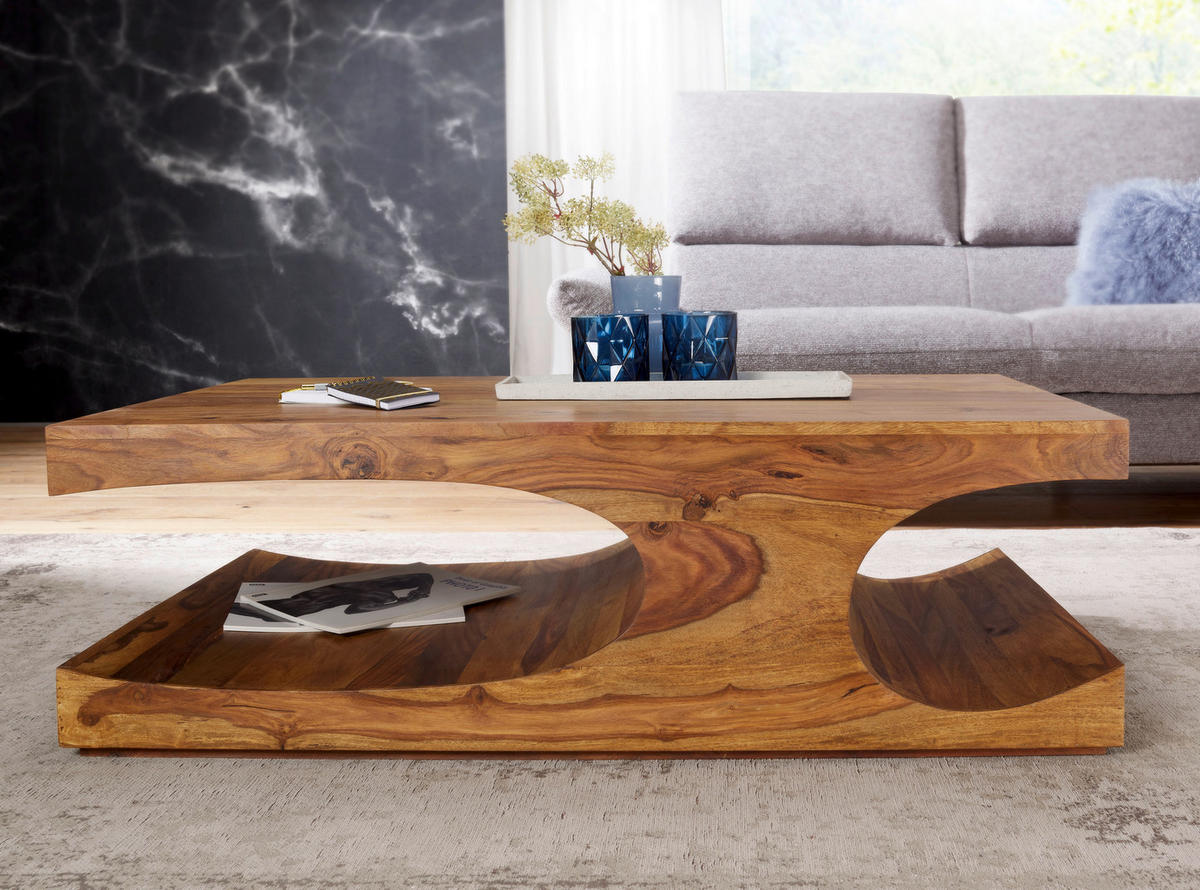 COUCHTISCH Sheesham massiv 118/70/38 cm rechteckig Sheeshamfarben  - Sheeshamfarben, Design, Holz (118/70/38cm) - MID.YOU