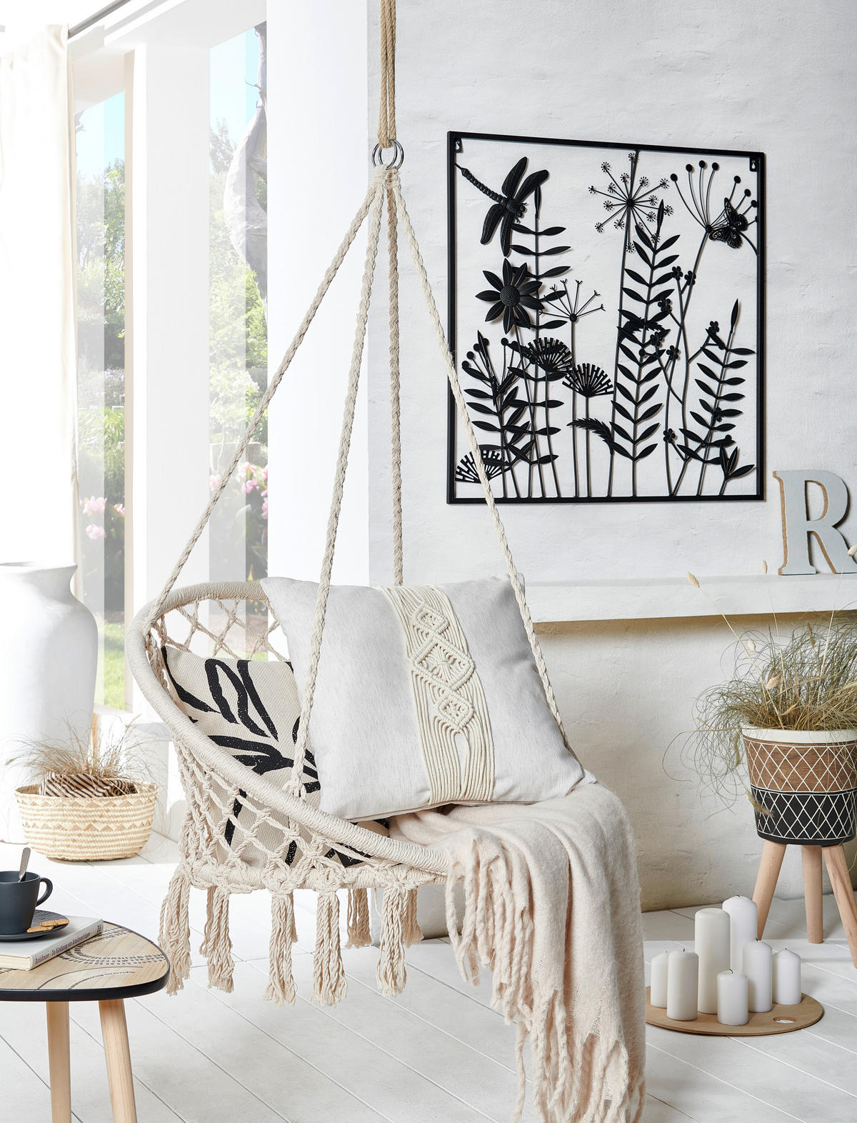 HÄNGESESSEL  - Creme, LIFESTYLE, Textil/Metall (120/80/80cm) - Ambia Home