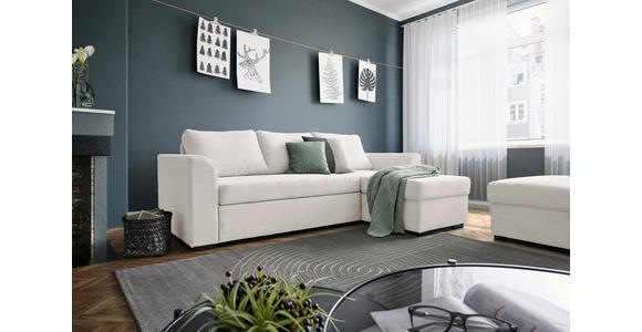 ECKSOFA Weiß Cord, Velours - Schwarz/Weiß, Design, Kunststoff/Textil (243/155cm) - Xora