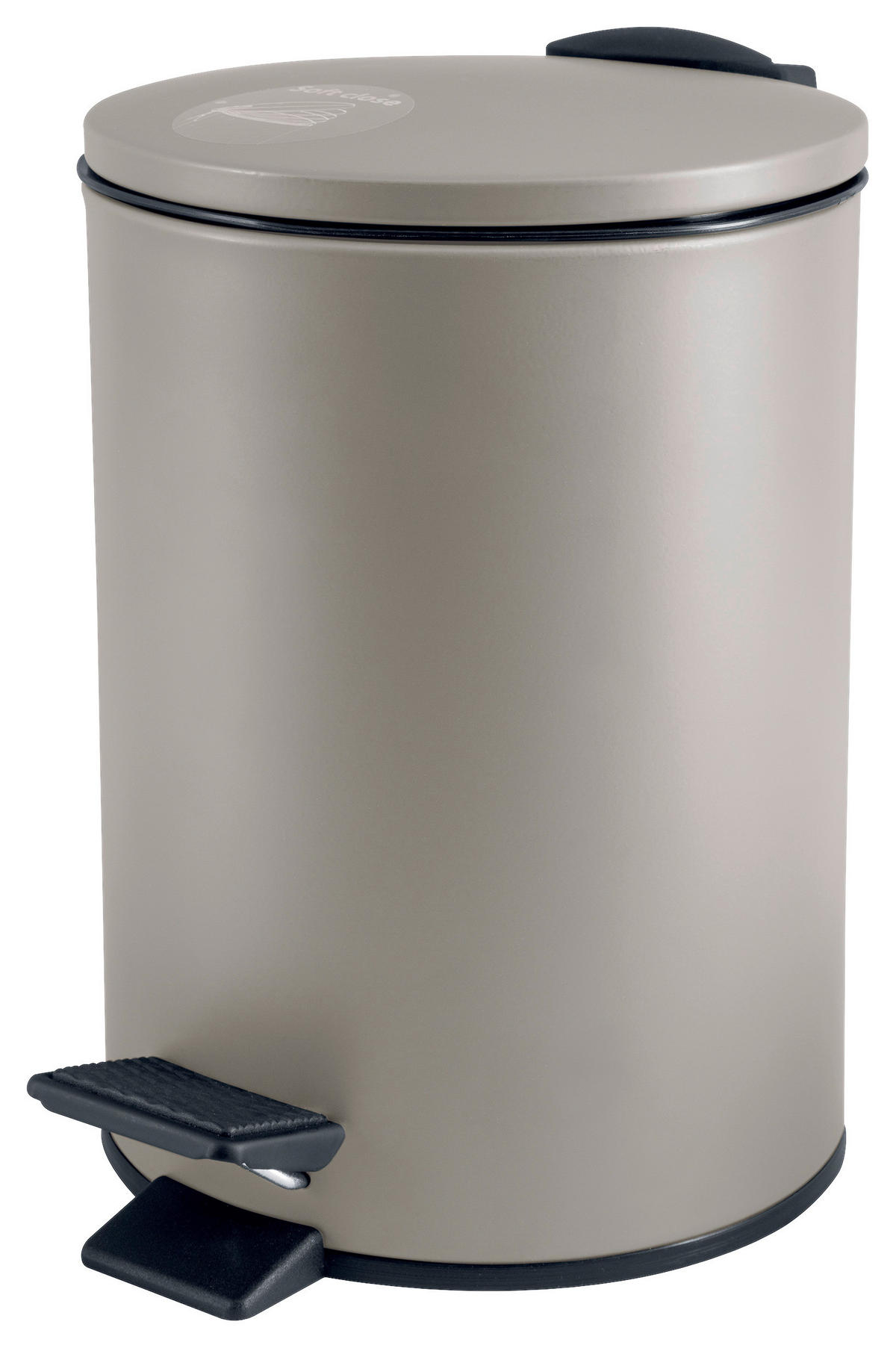 TRETEIMER ADELAR 3 L  - Taupe/Schwarz, KONVENTIONELL, Kunststoff/Metall (16,80/16,80/22,80cm) - Spirella