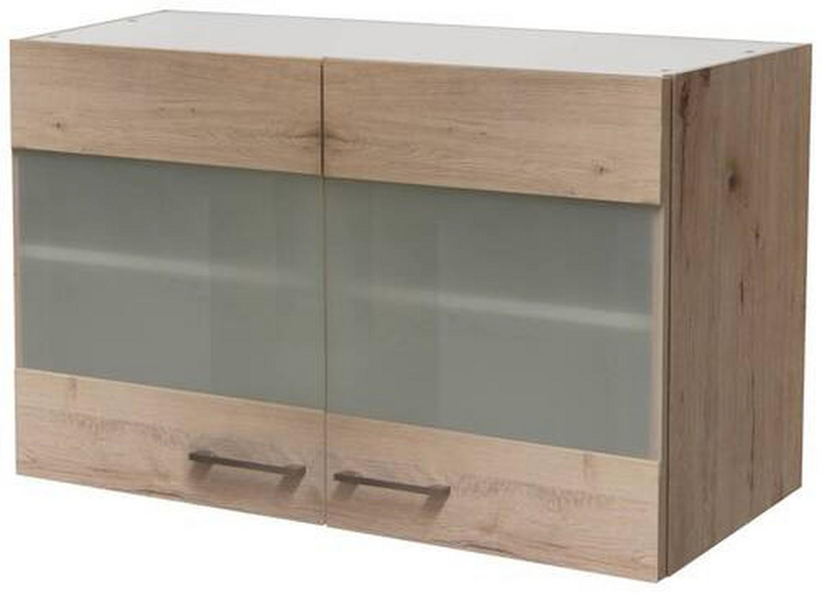 KÜCHENOBERSCHRANK 100/54,8/32 cm  in Klar, Eiche San Remo  - Klar/Edelstahlfarben, MODERN, Holzwerkstoff/Metall (100/54,8/32cm) - FlexWell
