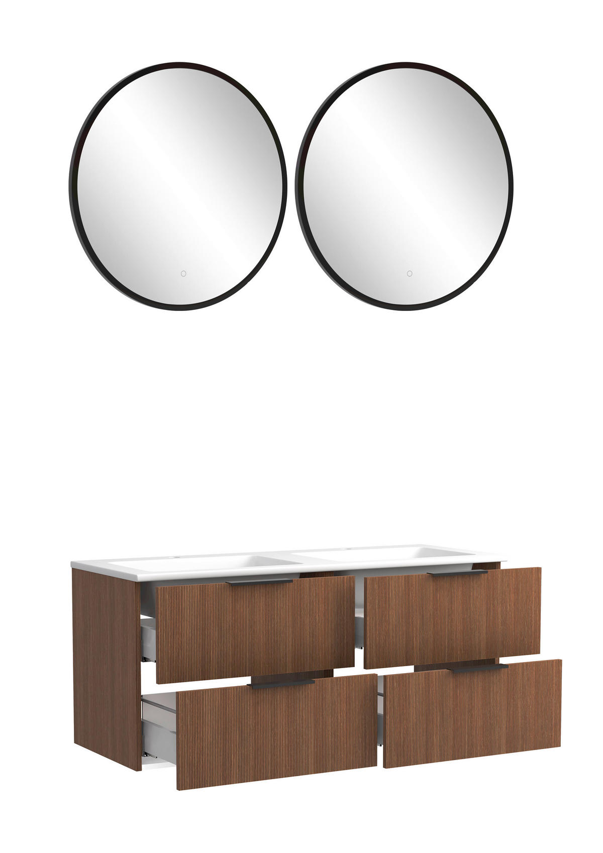 BADEZIMMER 3-teilig  in 120 cm  - Dunkelbraun/Schwarz, Natur, Holzwerkstoff/Stein (120cm) - Held
