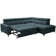 ECKSOFA in Struktur Blau  - Blau/Schwarz, MODERN, Textil/Metall (254/212cm) - Carryhome