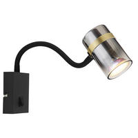 WANDLEUCHTE 7/29,5/40,5 cm   - Messingfarben/Schwarz, Design, Glas/Kunststoff (7/29,5/40,5cm) - Globo