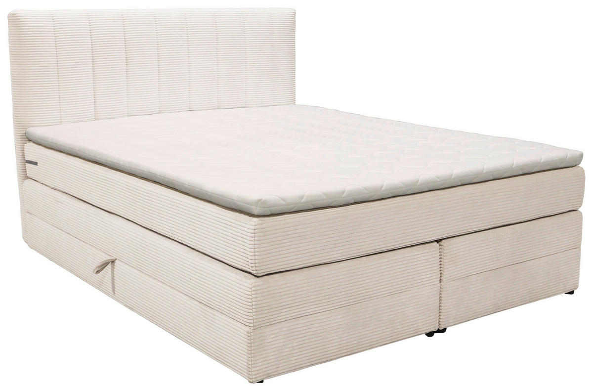 BOXSPRINGBETT 160/200 cm  in Beige  - Beige/Schwarz, Basics, Kunststoff/Textil (160/200cm) - Boxxx