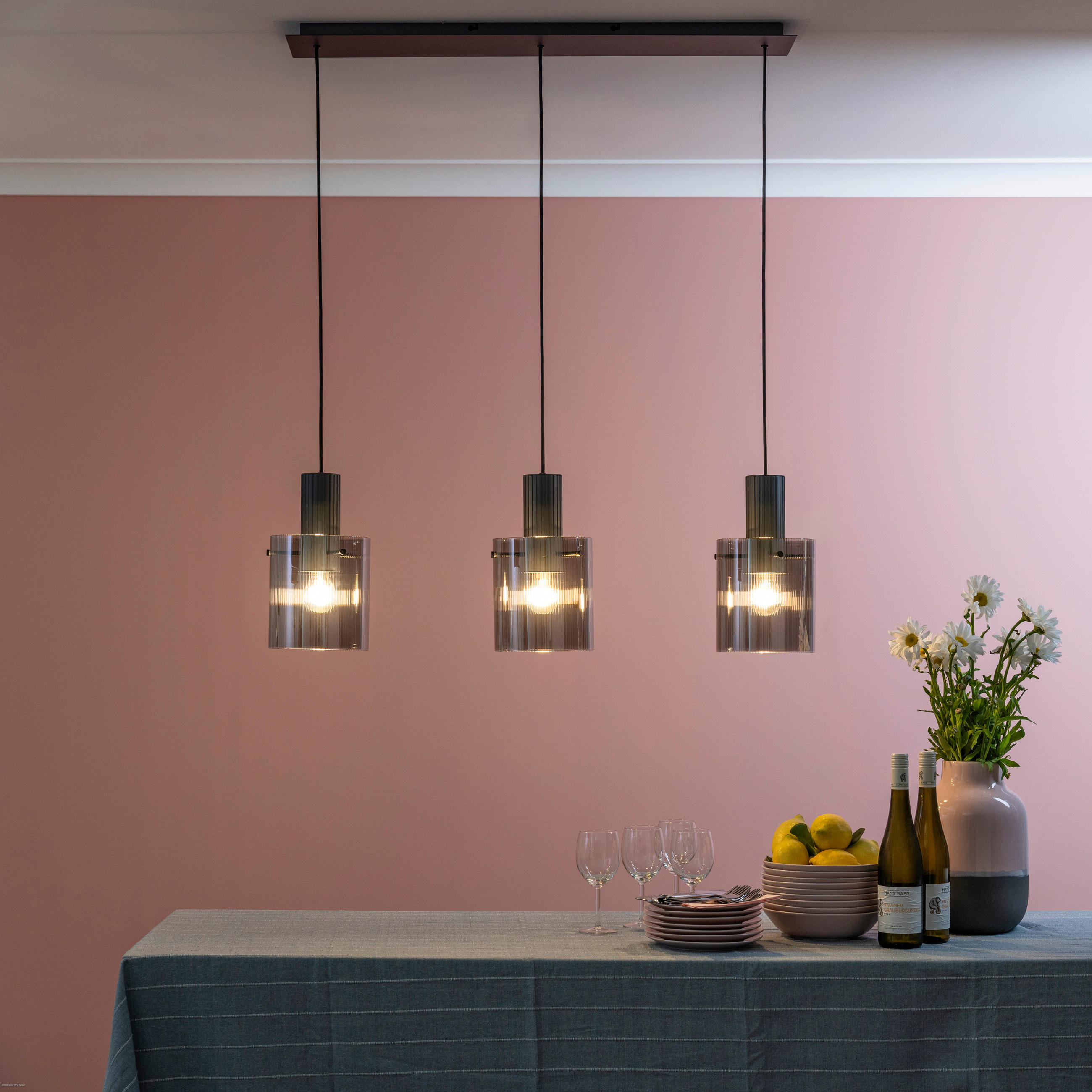 PENDELLEUCHTE 98/150/18 cm   - Anthrazit, Trend, Glas/Metall (98/150/18cm) - Brilliant