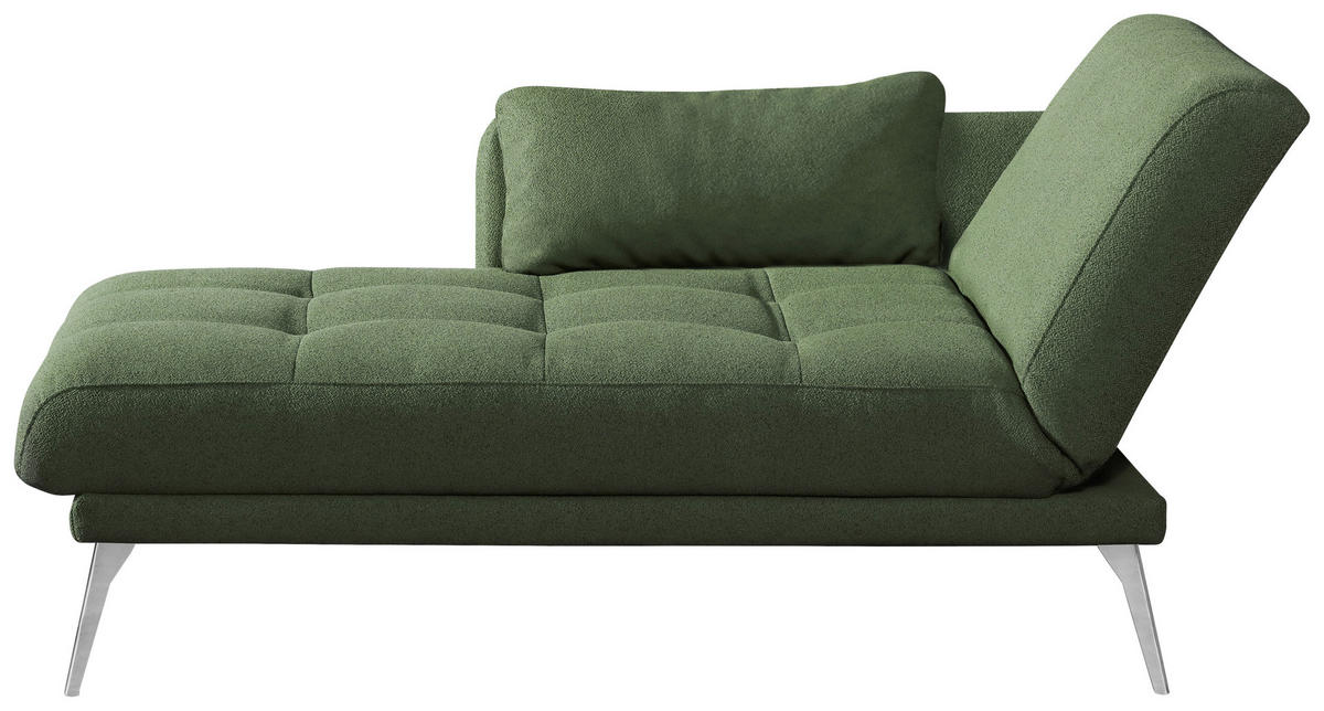 RÉCAMIERE in Dunkelgrün  - Chromfarben/Dunkelgrün, Konventionell, Textil/Metall (200/85/106cm) - Novel