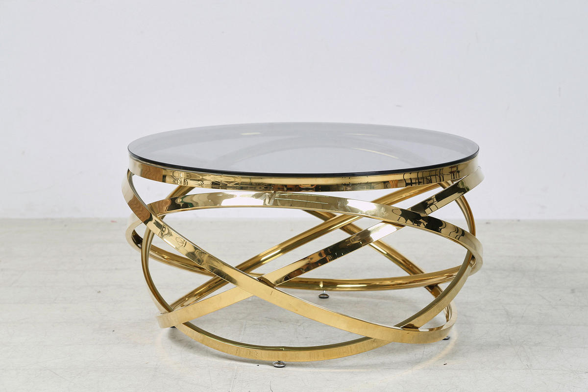 COUCHTISCH in Metall, Glas 80/80/42 cm  - Goldfarben/Grau, Design, Glas/Metall (80/80/42cm) - Livetastic