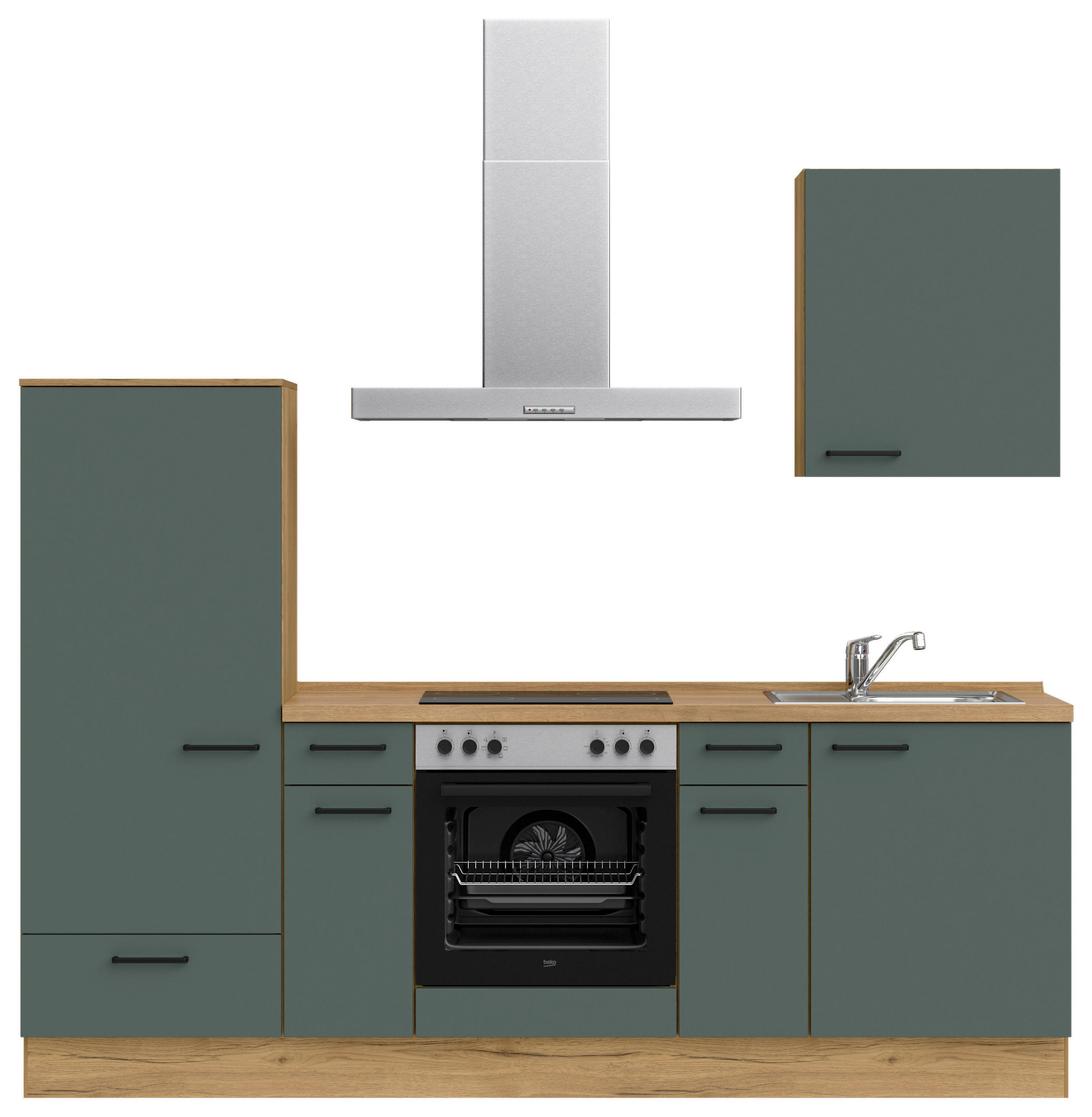 KÜCHENLEERBLOCK 240 cm   in Eichefarben, Dunkelgrün  - Dunkelgrün/Eichefarben, MODERN, Holzwerkstoff/Metall (240cm) - Nobilia