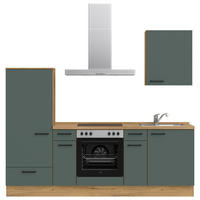 KÜCHENLEERBLOCK 240 cm   in Eichefarben, Dunkelgrün  - Dunkelgrün/Eichefarben, MODERN, Holzwerkstoff/Metall (240cm) - Nobilia
