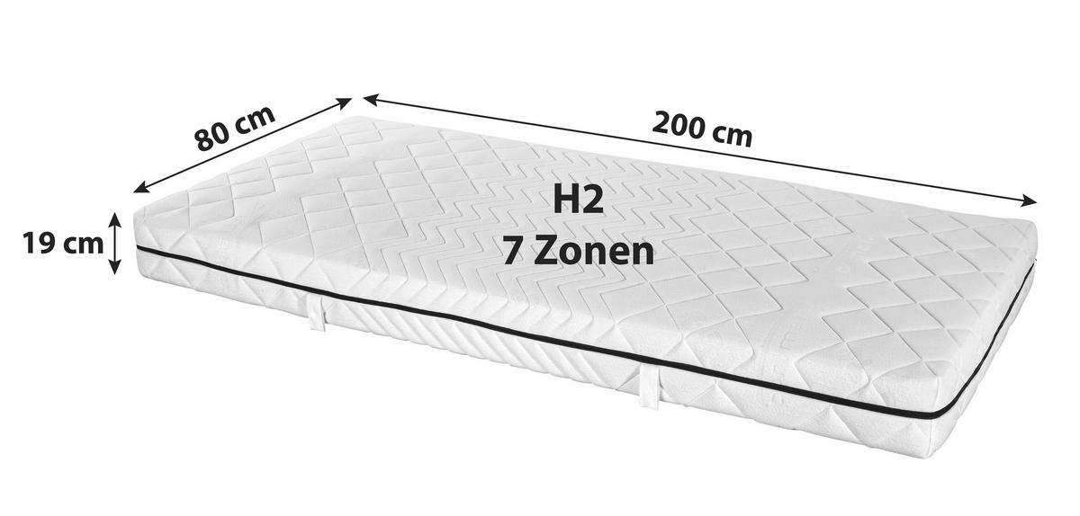 Taschenfederkernmatratze 80/200 cm, Höhe ca.: 19 cm, H2 = mittel, 7-Zonen - Weiß, Textil (80/200cm) - Primatex