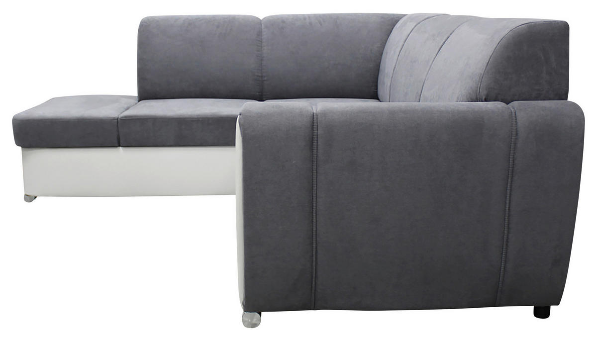 ECKSOFA Grau, Weiß Velours  - Silberfarben/Weiß, Design, Kunststoff/Textil (196/255cm) - MID.YOU