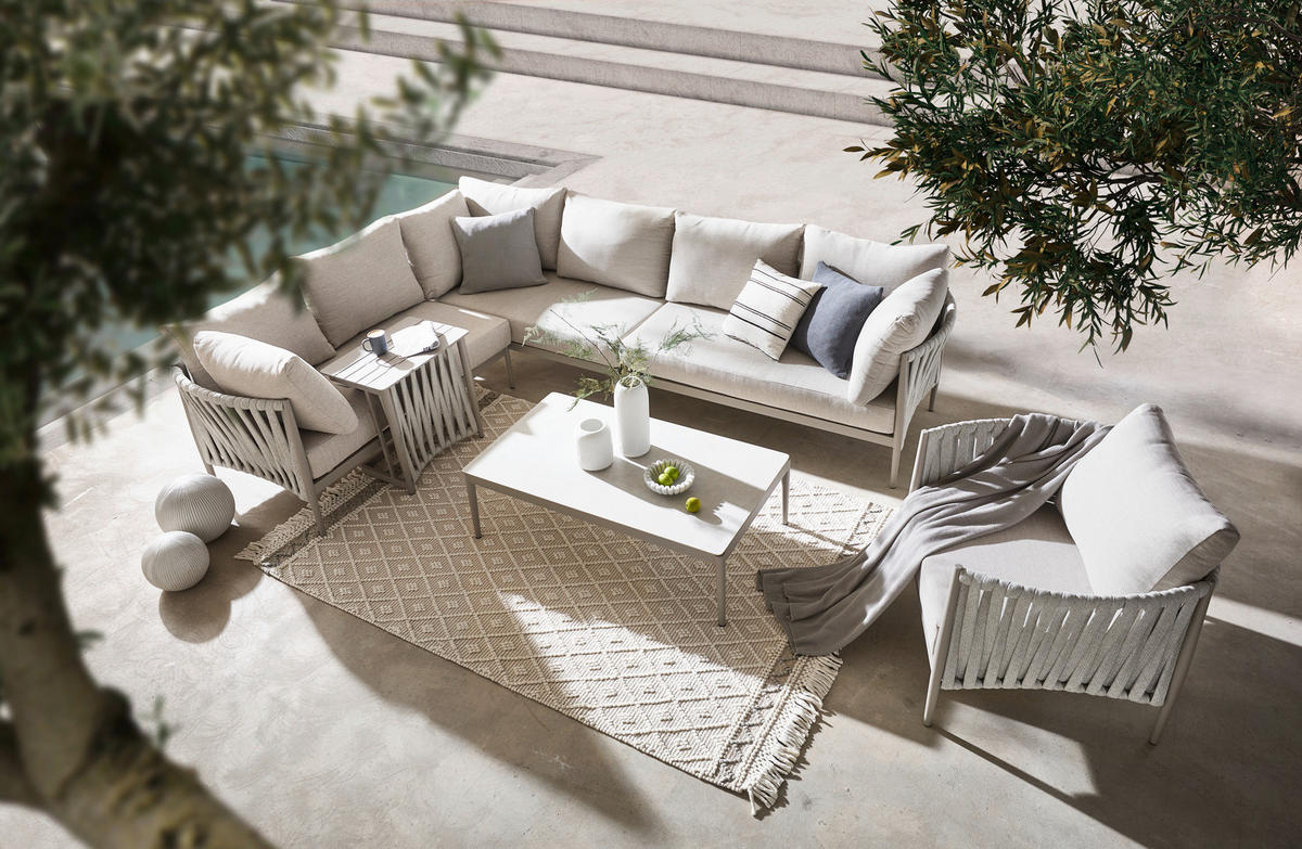 LOUNGEGARNITUR 229/296 cm Aluminium  - Beige/Hellgrau, Design, Textil/Metall (229/296cm) - Amatio