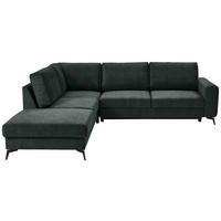 ECKSOFA in Chenille Dunkelgrün  - Dunkelgrün/Schwarz, Konventionell, Textil/Metall (257/275cm) - MID.YOU