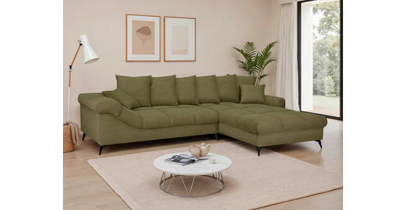 ECKSOFA Grün Cord Rückenkissen, Armlehnenkissen, Rücken echt  - Schwarz/Grün, KONVENTIONELL, Textil/Metall (332/231cm) - Carryhome