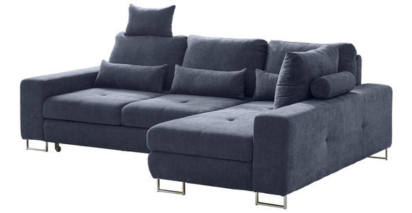 ECKSOFA Dunkelgrau Flachgewebe  - Dunkelgrau, Design, Textil/Metall (260/188cm) - Hom`in