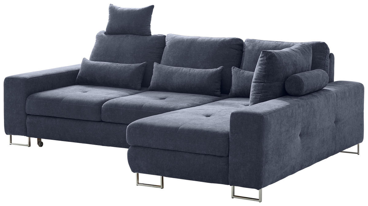 ECKSOFA in Flachgewebe Dunkelgrau  - Dunkelgrau, Design, Textil/Metall (260/188cm) - Hom`in